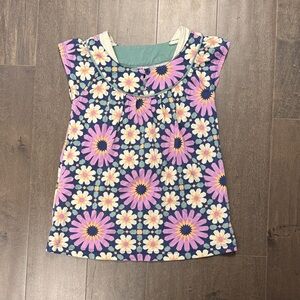 Tea Collection Floral Geometric Toddler Dress Size 3 Pink Blue Boho Cotton